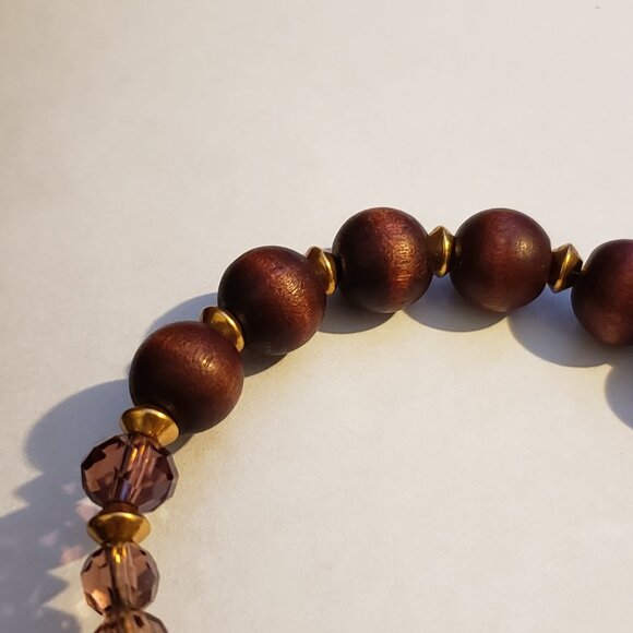 Alex and Ani Beaded Wood Beads & Pinkish Purple Beaded Wrap Gold Vintage     82 - Picture 2 of 10